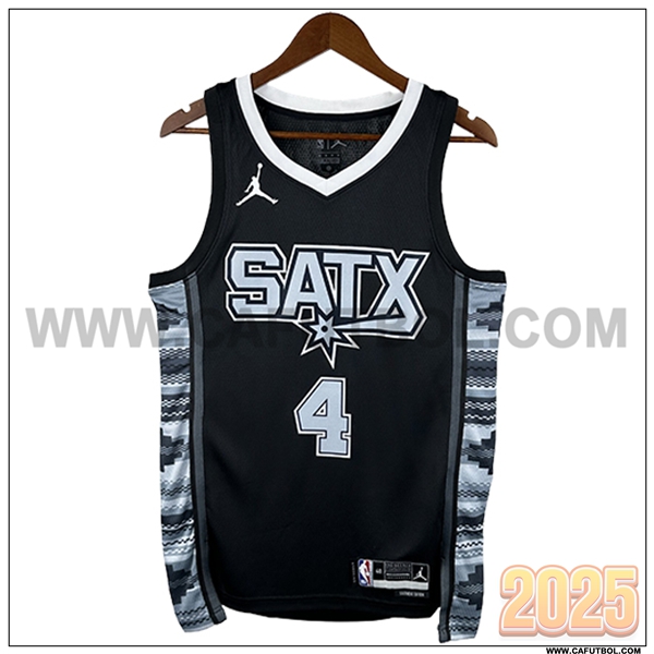 Camisetas NBA San Antonio Spurs (FOX #4) 2025/26 Negro/Gris
