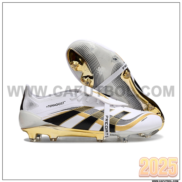 Adidas Botas De Fútbol 25 Predator Elite Tongue FG Blanco/Amarillo/Negro