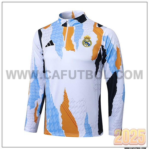 Sudadera de Entrenamiento Real Madrid Blanco/Negro/Naranja/Azul 2025 2026