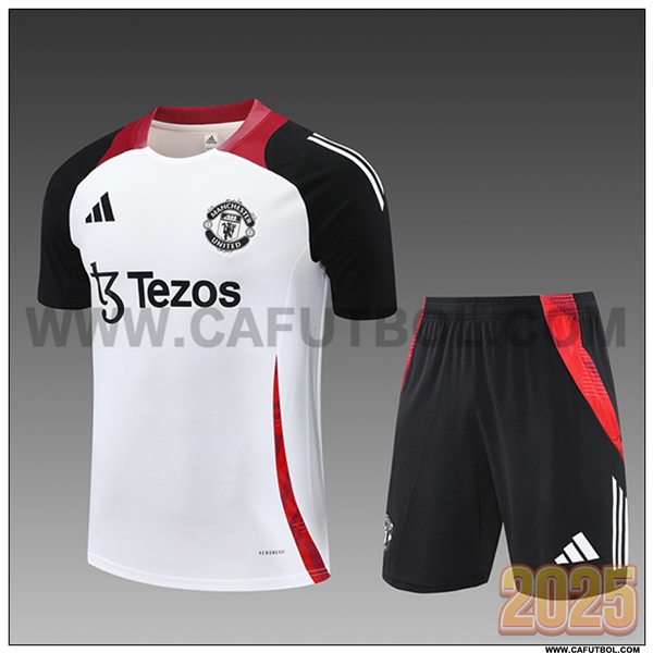 Camiseta Entrenamiento Manchester United Ninos Blanco/Negro/Rojo 2025 2026