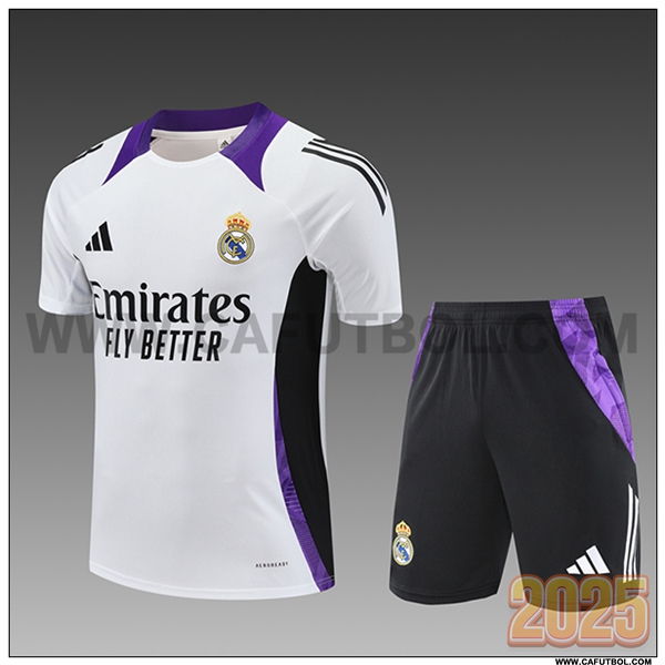 Camiseta Entrenamiento Real Madrid Ninos Blanco/Negro/Violeta 2025 2026
