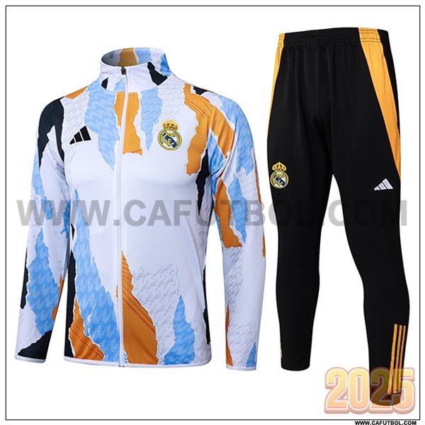 Chaquetas Futbol Real Madrid Blanco/Negro/Naranja/Azul 2025 2026