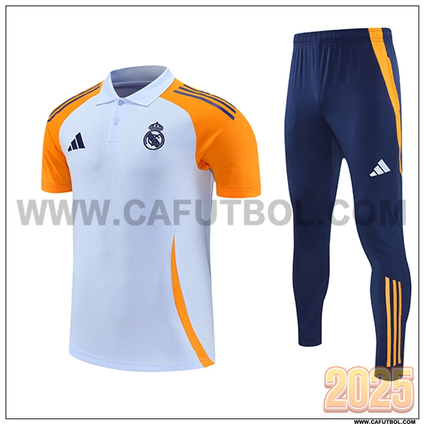 Camiseta Polo Real Madrid Blanco/Naranja 2025 2026