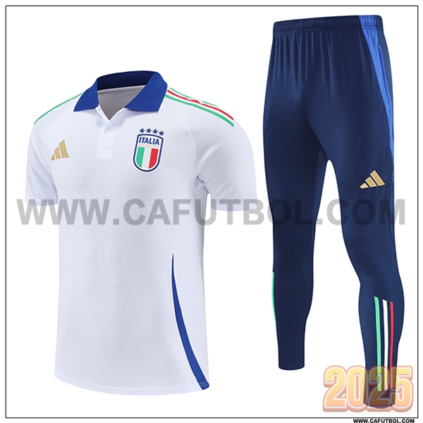 Camiseta Polo Italia Blanco/Azul 2025 2026