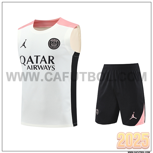 Camiseta Entrenamiento sin mangas PSG Blanco/Negro/Rosa 2025 2026