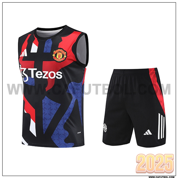Camiseta Entrenamiento sin mangas Manchester United Negro/Azul/Rojo 2025 2026