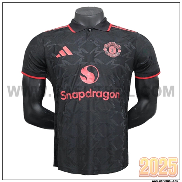 Camiseta Polo Manchester United Negro/Rojo 2025 2026