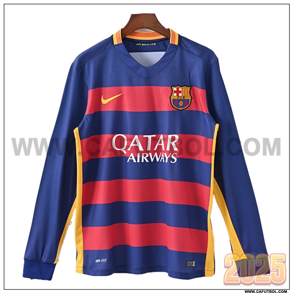 Primera Camiseta de FC Barcelona Mangas largas Retro 2015/2016