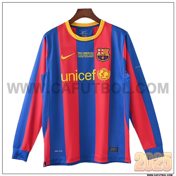 Primera Camiseta de FC Barcelona Mangas largas Retro 2010/2011