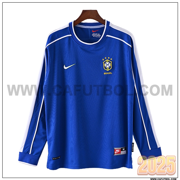 Segunda Camiseta de Bresil Mangas largas Retro 1998