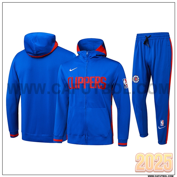Chaqueta Con Capucha Chandal Rompevientos Los Angeles Clippers Azul/Rojo 2025 2026