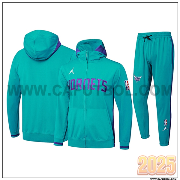 Chaqueta Con Capucha Chandal Rompevientos Charlotte Hornets Verde/Violeta 2025 2026