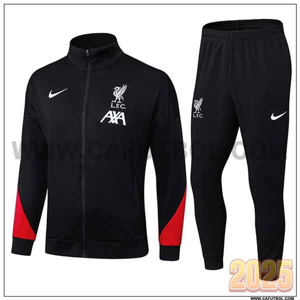 Chandal Chaquetas Futbol FC Liverpool Negro/Rojo 2025 2026