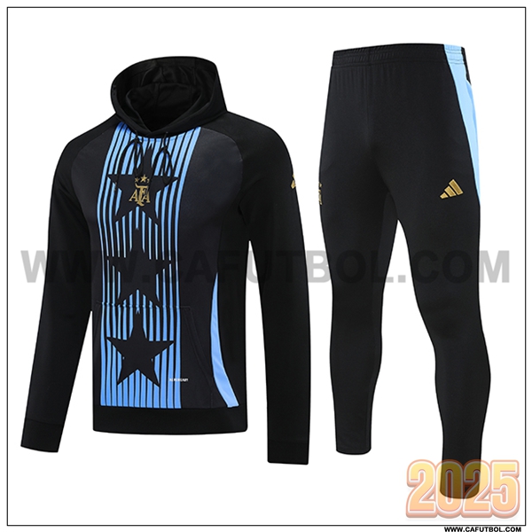 Chaqueta Con Capucha Chandal Argentina Negro/Azul 2025 2026