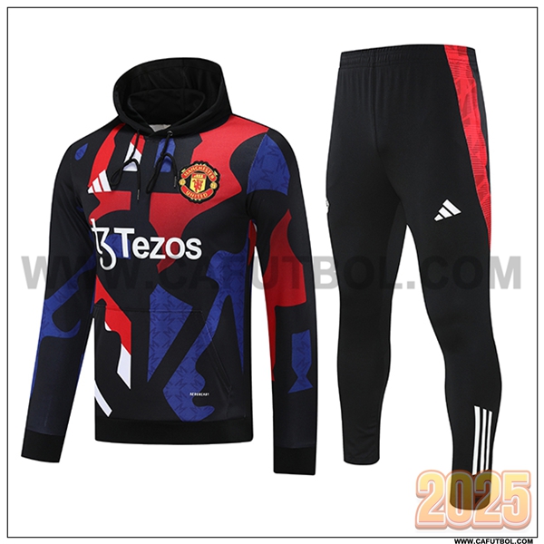 Chaqueta Con Capucha Chandal Manchester United Negro/Rojo/Azul 2025 2026
