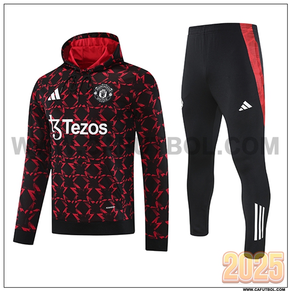 Chaqueta Con Capucha Chandal Manchester United Negro/Rojo 2025 2026