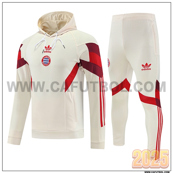 Chaqueta Con Capucha Chandal Bayern Munich Beige/Rojo 2025 2026