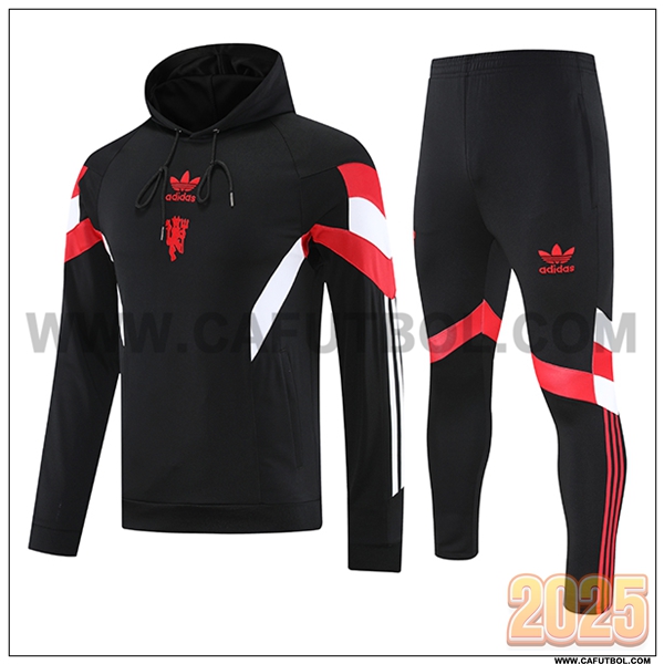 Chaqueta Con Capucha Chandal Manchester United Negro/Rojo/Blanco 2025 2026