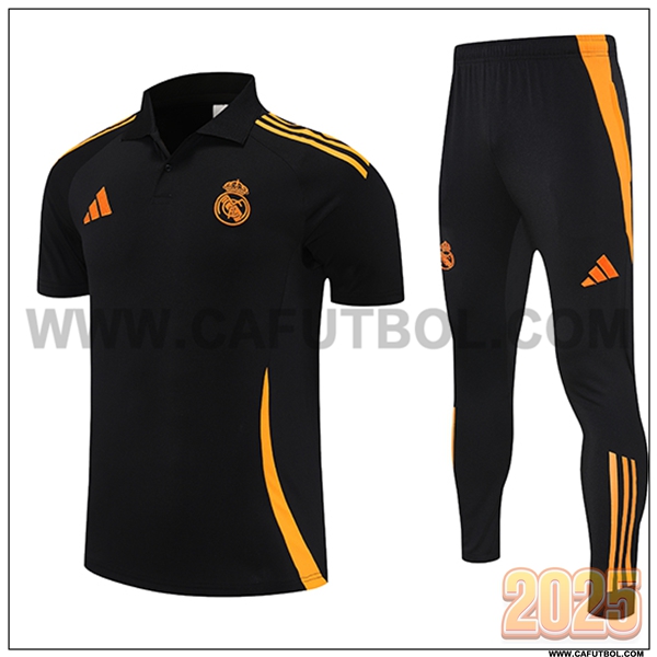 Camiseta Polo Real Madrid Negro/Naranja 2025 2026