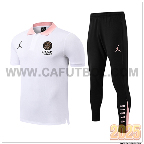 Camiseta Polo PSG Blanco/Rosa 2025 2026