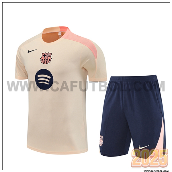 Camiseta Entrenamiento FC Barcelona Beige/Rosa 2025 2026