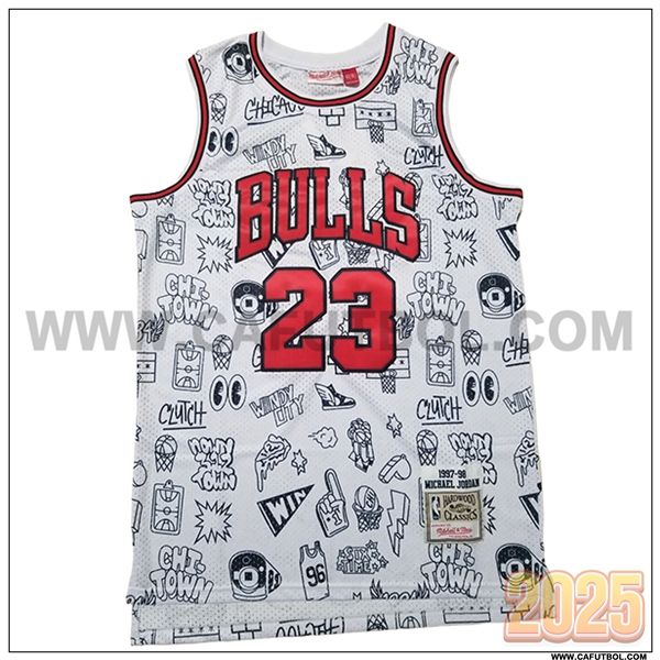 Camisetas NBA Chicago Bulls (JORDAN #23) 2025/26 Blanco/Negro/Rojo