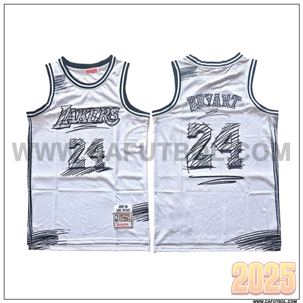 Camisetas NBA Los Angeles Lakers (BRYANT #24) 2025/26 Blanco/Negro