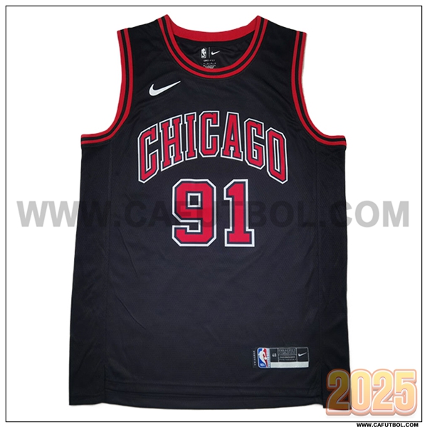 Camisetas NBA Chicago Bulls (RODMAN #91) 2025/26 Negro/Rojo -02