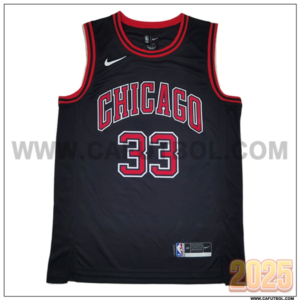Camisetas NBA Chicago Bulls (PIPPEN #33) 2025/26 Negro/Rojo