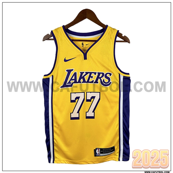 Camisetas NBA Los Angeles Lakers (DONCIC #77) 2025/26 Amarillo/Violeta/Blanco