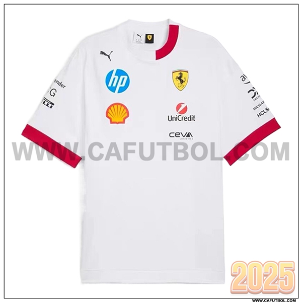 Camiseta de manga corta Scuderia Ferrari F1 Team Blanco/Rojo 2025