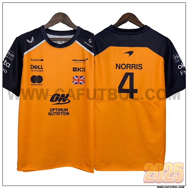 Camiseta de manga corta McLaren (NORRIS #4) F1 Team Naranja/Negro 2025