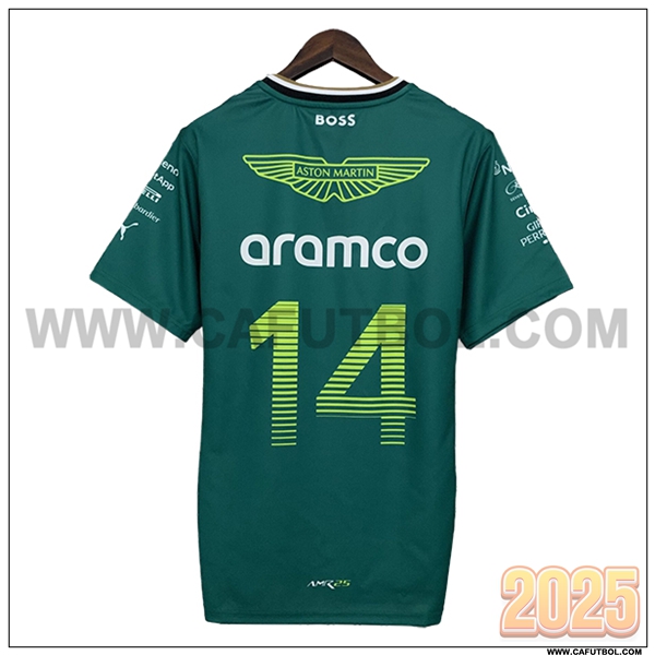 Camiseta de manga corta Aston Martin (aramco #14) F1 Team Verde 2025
