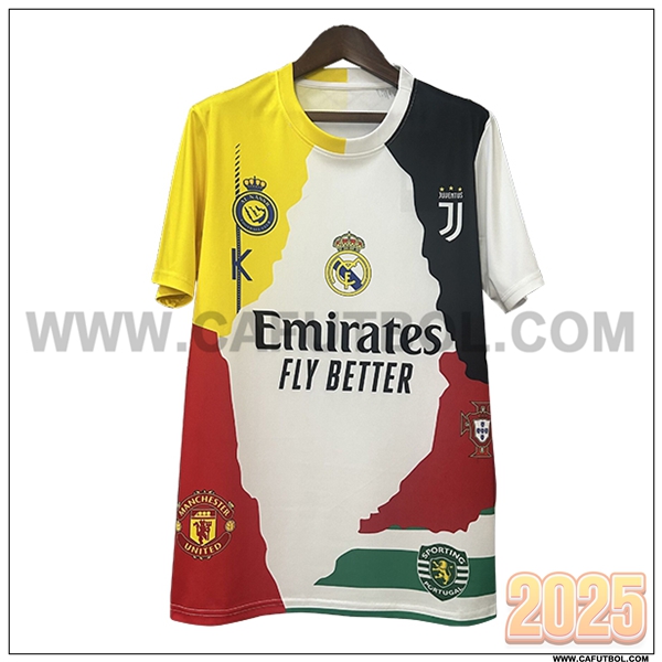 Nuevo Camiseta Equipo de Portugal Ronaldo Blanco/AMARILLO/Negro/Rojo Edicion Conmemorativa 2025 2026