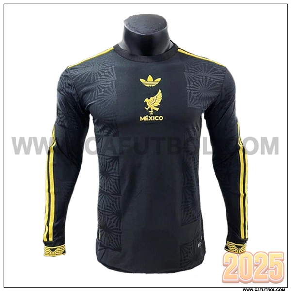 Camiseta Equipo de Mexico Mangas largas Negro Edicion Copa de Oro 2025 2026