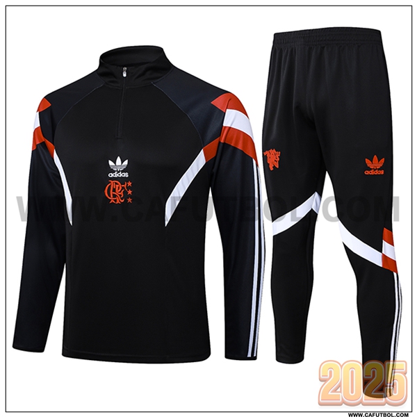 Chandal de Futbol Flamenco Negro/Blanco/Rojo 2025 2026