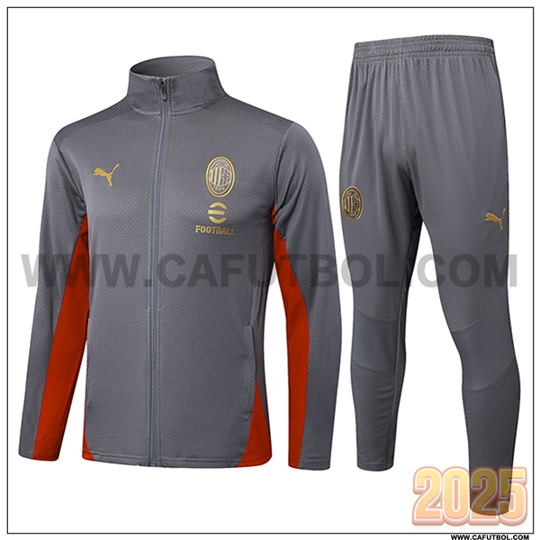 Chandal Chaquetas Futbol AC Milan Gris/Rojo 2025 2026