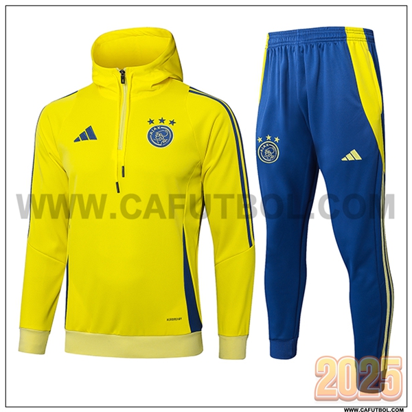 Chaqueta Con Capucha Chandal Ajax Amarillo/Azul 2025 2026