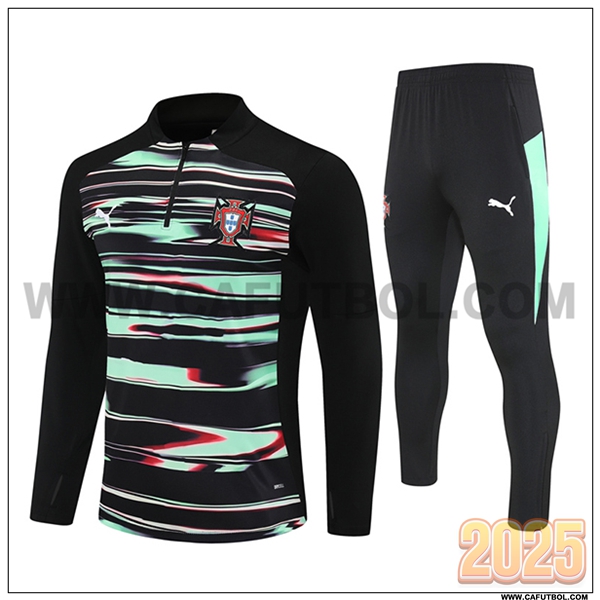 Chandal de Futbol Portugal Negro/Verde 2025 2026
