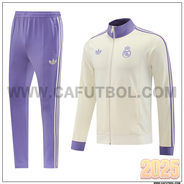 Chandal Chaquetas Futbol Real Madrid Beige/Violeta 2025 2026