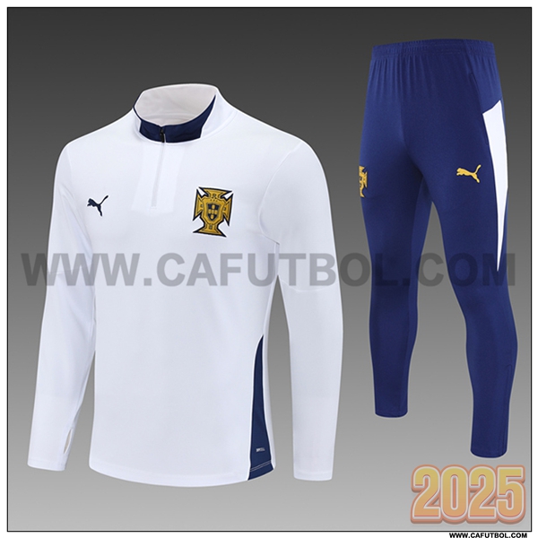 Chandal de Futbol Portugal Ninos Blanco/Azul 2025 2026