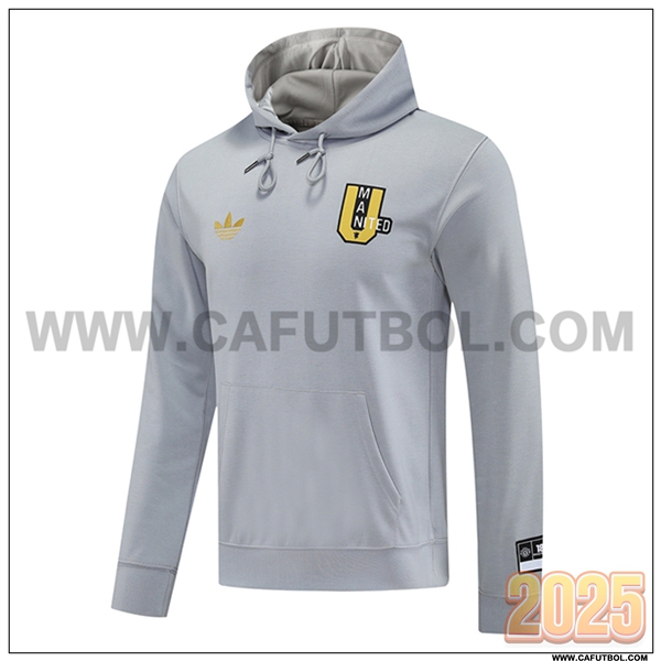 Sudadera Entrenamiento Capucha Manchester United Gris 2025 2026