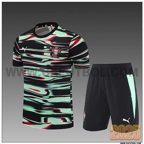 Camiseta Entrenamiento Portugal Ninos Negro/Verde 2025 2026