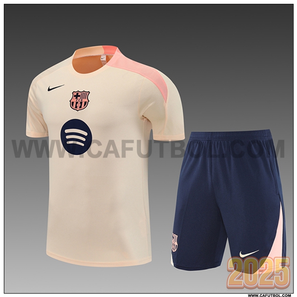 Camiseta Entrenamiento FC Barcelona Ninos Beige/Rosa 2025 2026