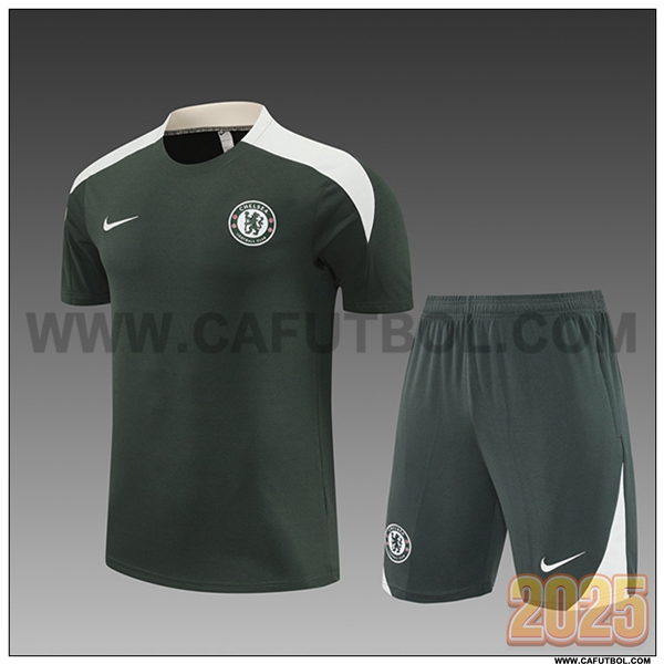 Camiseta Entrenamiento FC Chelsea Ninos Verde/Blanco 2025 2026