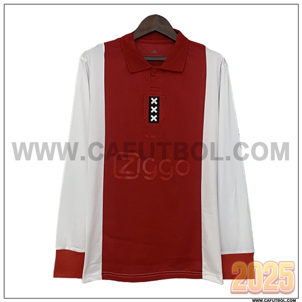 Camiseta Futbol AFC Ajax Mangas largas Rojo/Blanco Edicion Conmemorativa 2025 2026