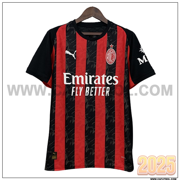 Primera Camiseta Futbol AC Milan Negro/Rojo Version Filtrada 2025 2026