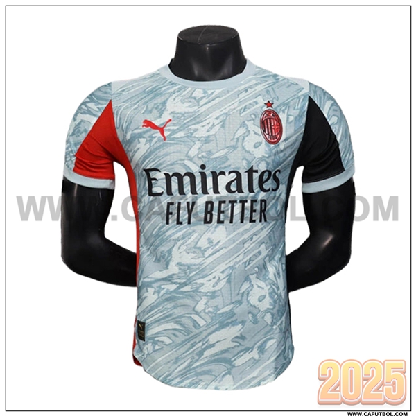 Segunda Camiseta Futbol AC Milan Azul/Blanco Version Filtrada 2025 2026