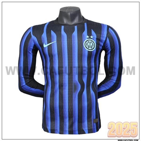 Primera Camiseta Futbol Inter Milan Mangas largas Azul/Negro Version Filtrada 2025 2026