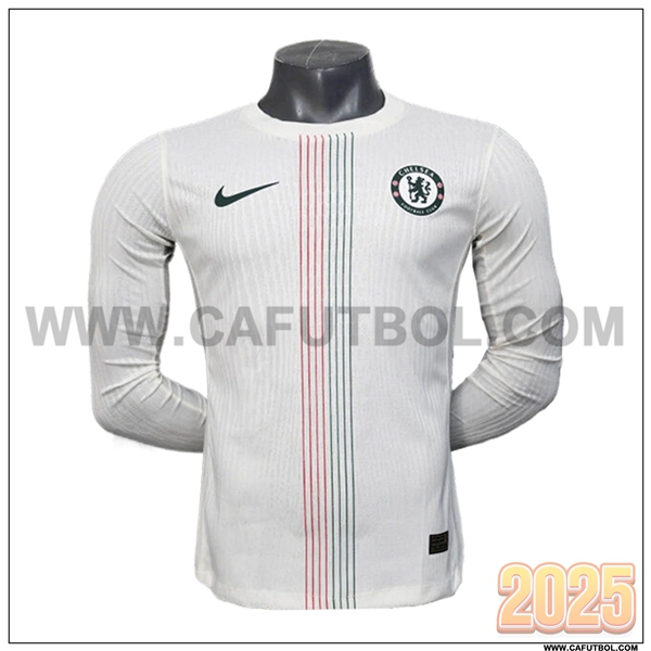 Segunda Camiseta Futbol FC Chelsea Mangas largas Blanco Version Filtrada 2025 2026